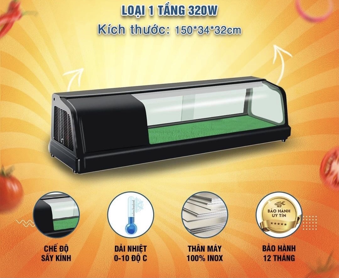 Tủ trưng bày sushi 1200mm, 1500mm, 1800mm