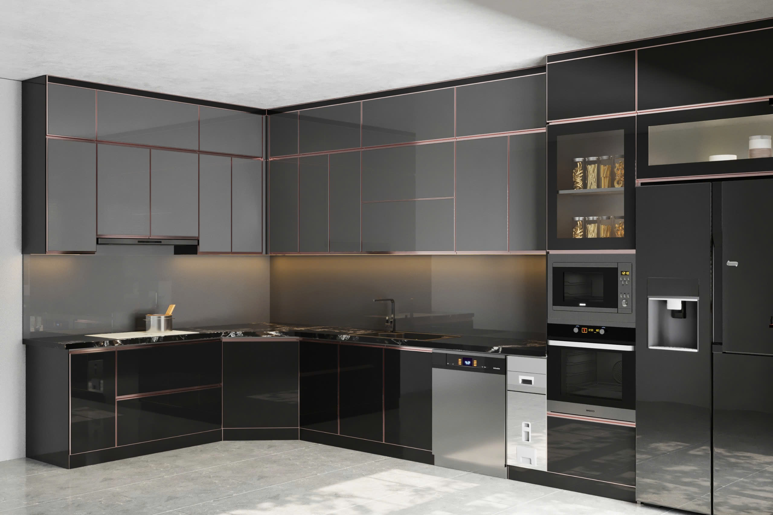  TỦ BẾP INOX CÁNH KÍNH (A.TUẤN - HẢI DƯƠNG) 